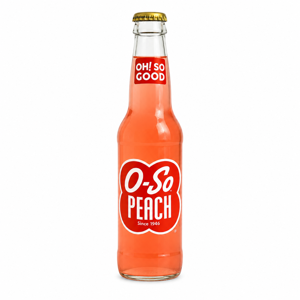 O-SO Peach Soda bottle