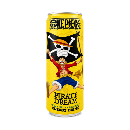 Boston America One Piece Pirate Dream Ocean Blue Raspberry Energy Drink bottle