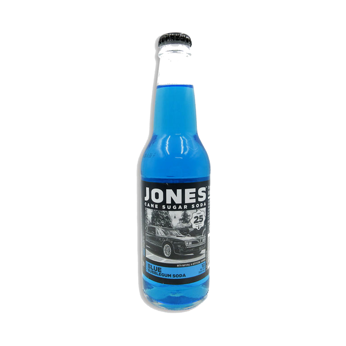 Jones Soda Blue Bubble Gum Soda bottle