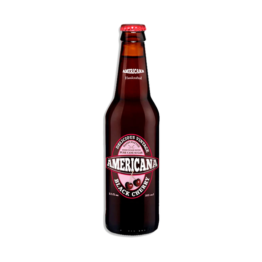 Americana Black Cherry Soda bottle