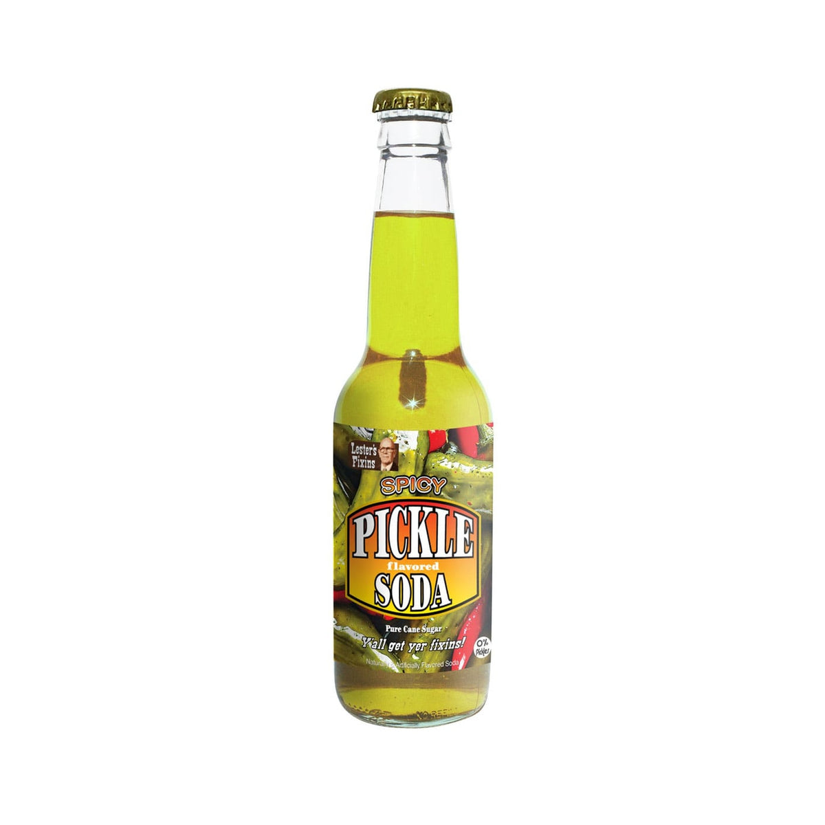 Lester's Fixins Spicy Pickle Soda bottle