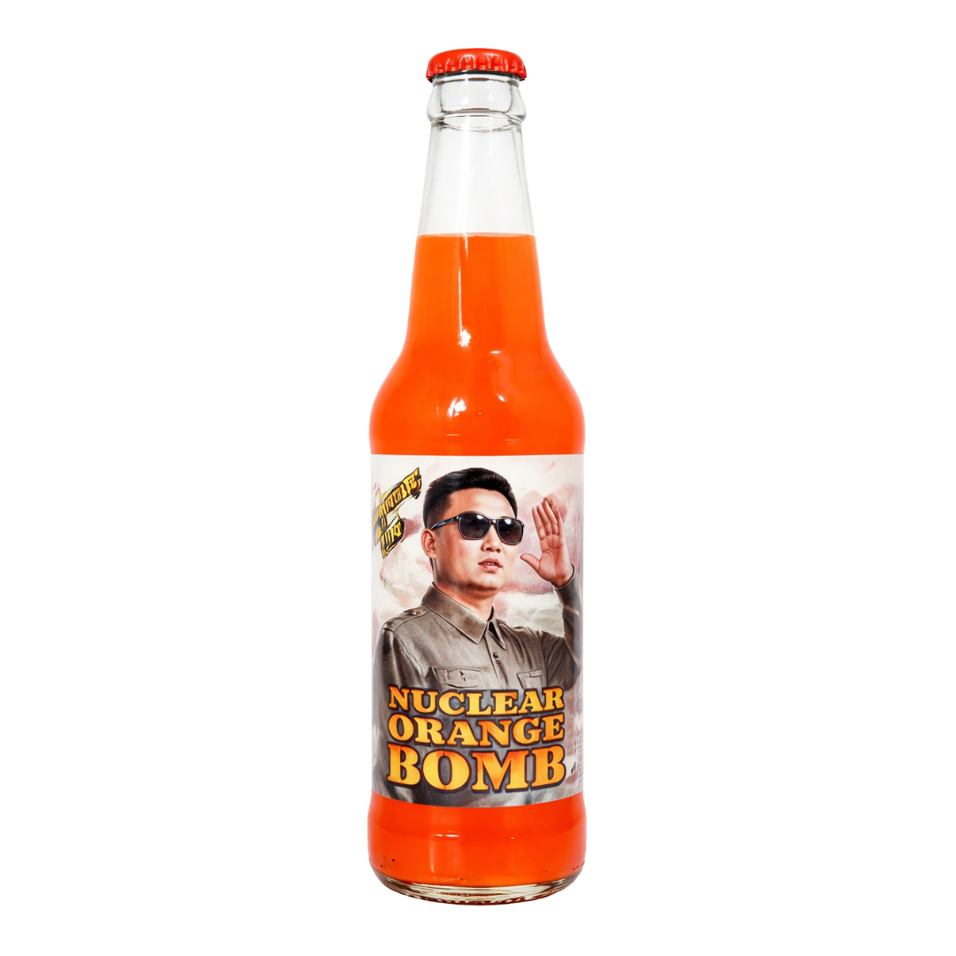 Rocket Fizz Nuclear Orange Bomb soda bottle