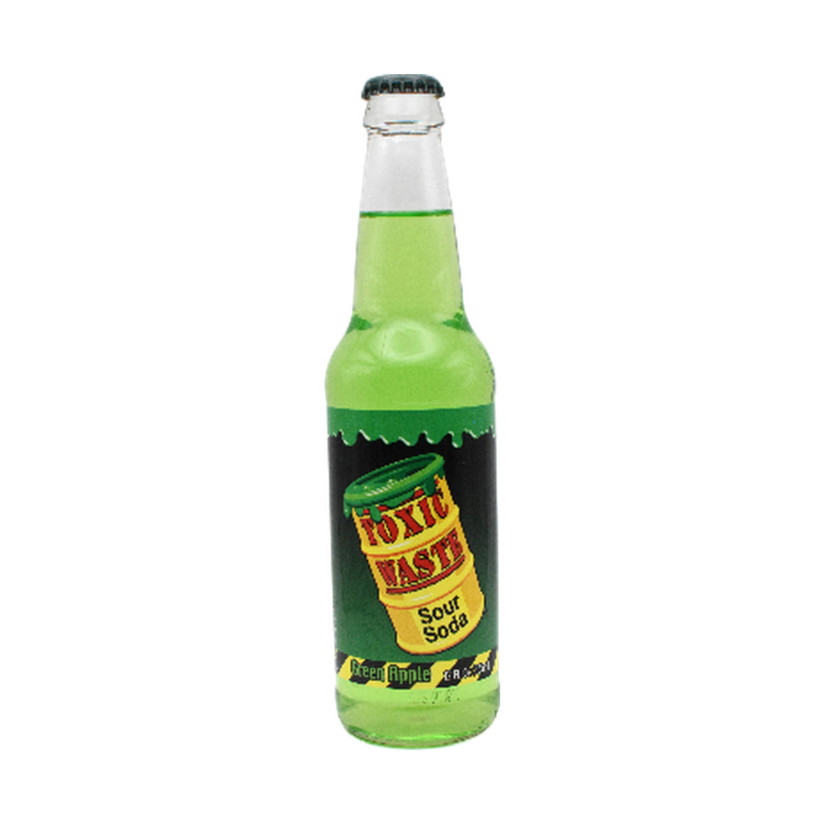 Toxic Waste Green Apple Sour soda bottle