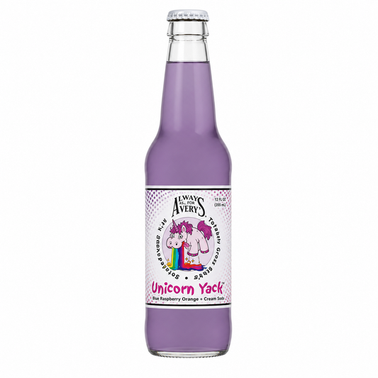 Avery's Unicorn Yack Soda bottle