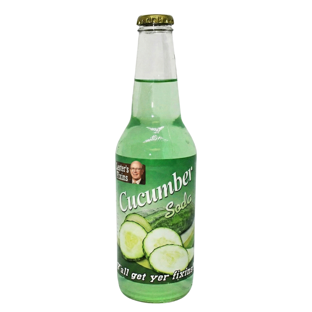 Lester's Fixins Cucumber Soda bottle
