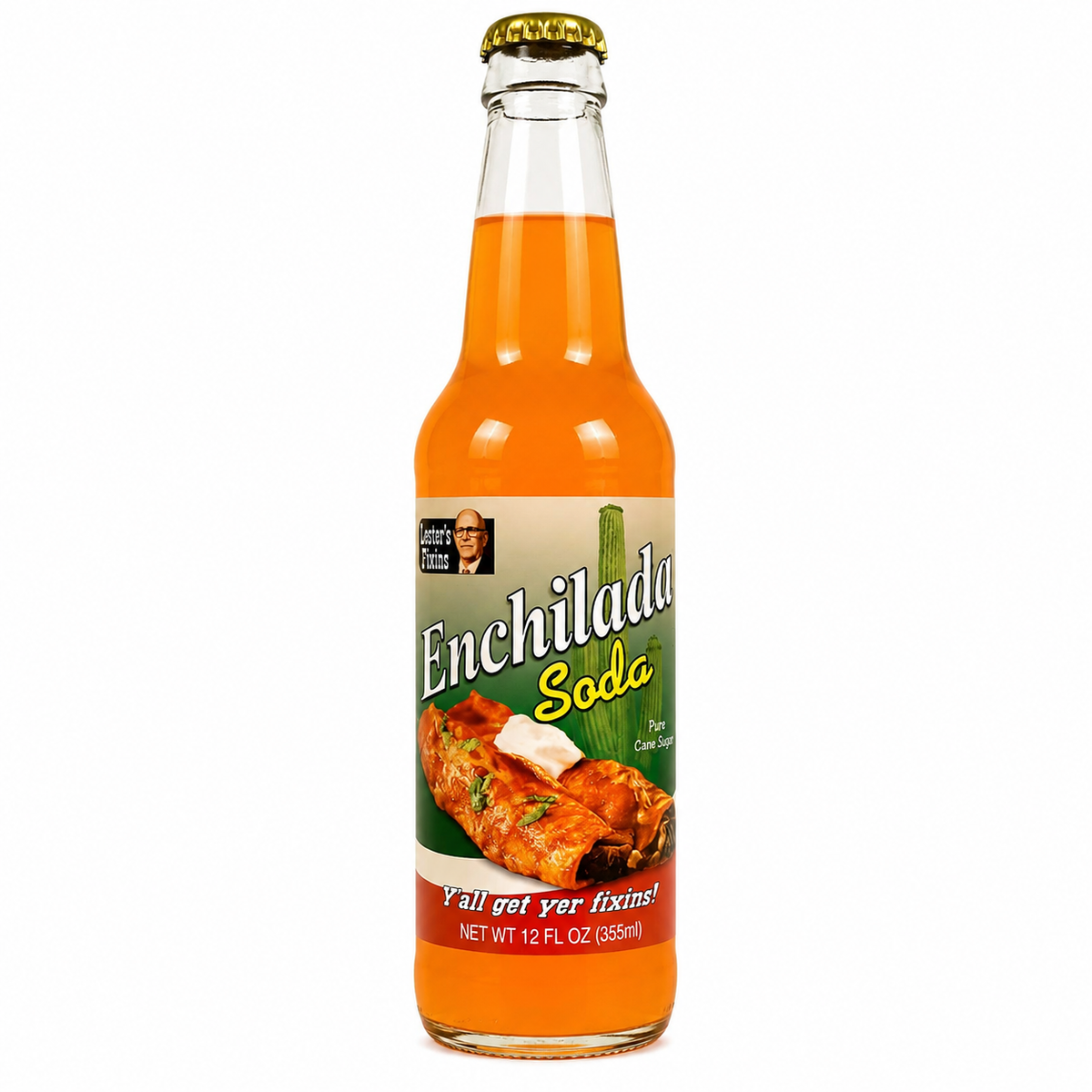 Lester's Fixins Enchilada Soda bottle