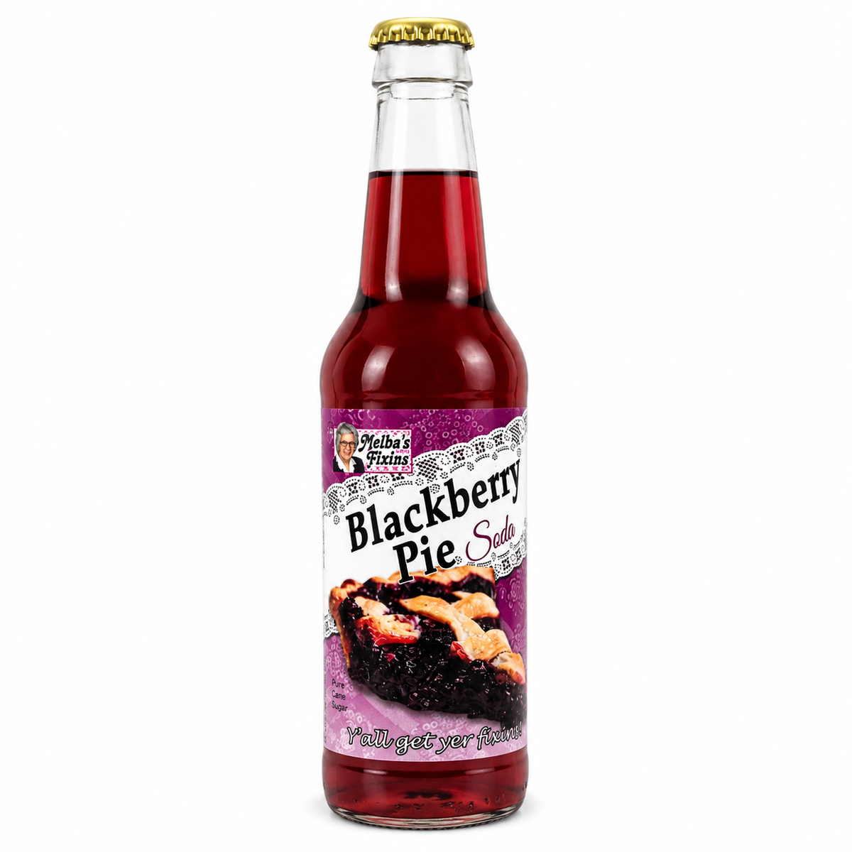 Melba's Fixins Blackberry Pie Soda bottle