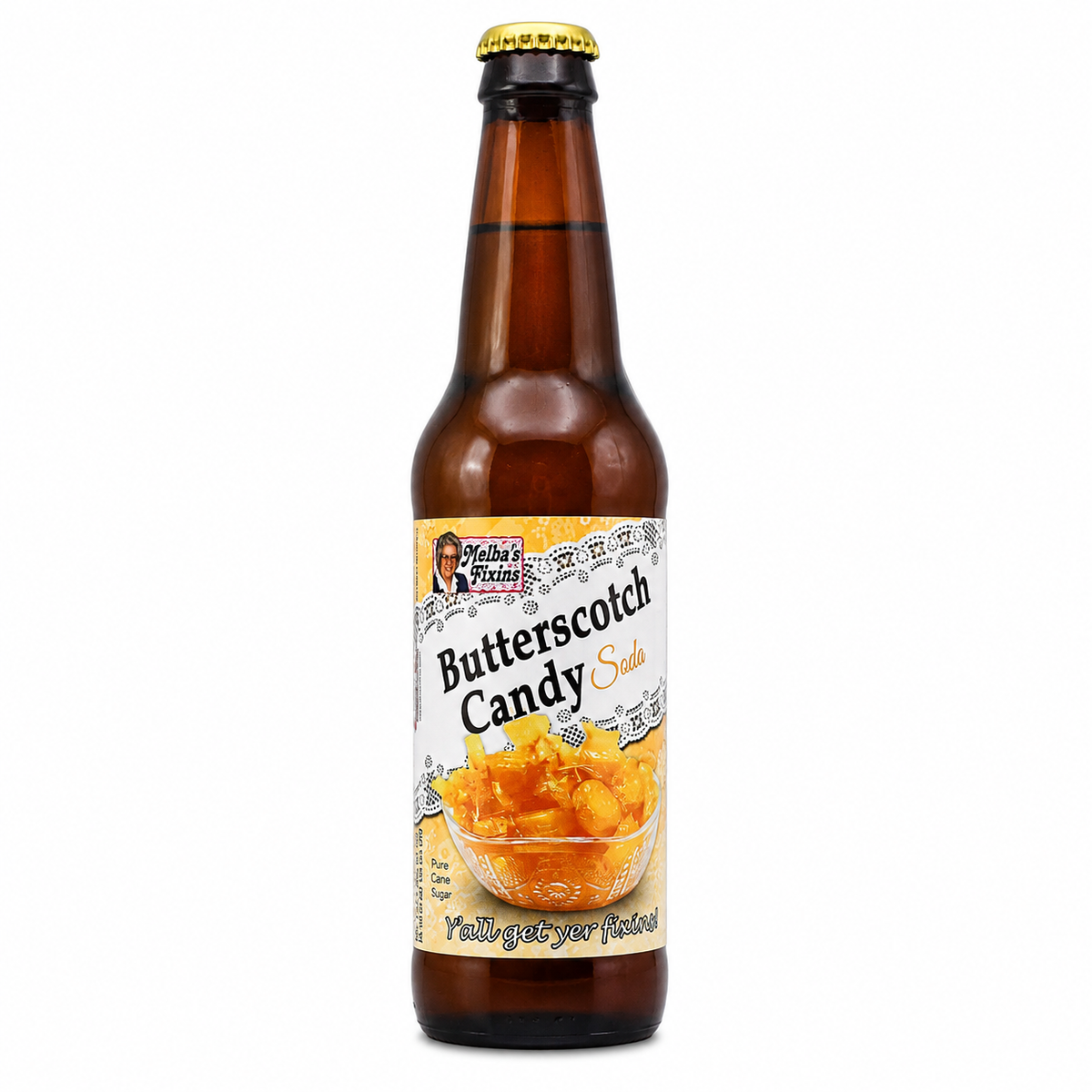 Melba's Fixins Butterscotch Soda bottle