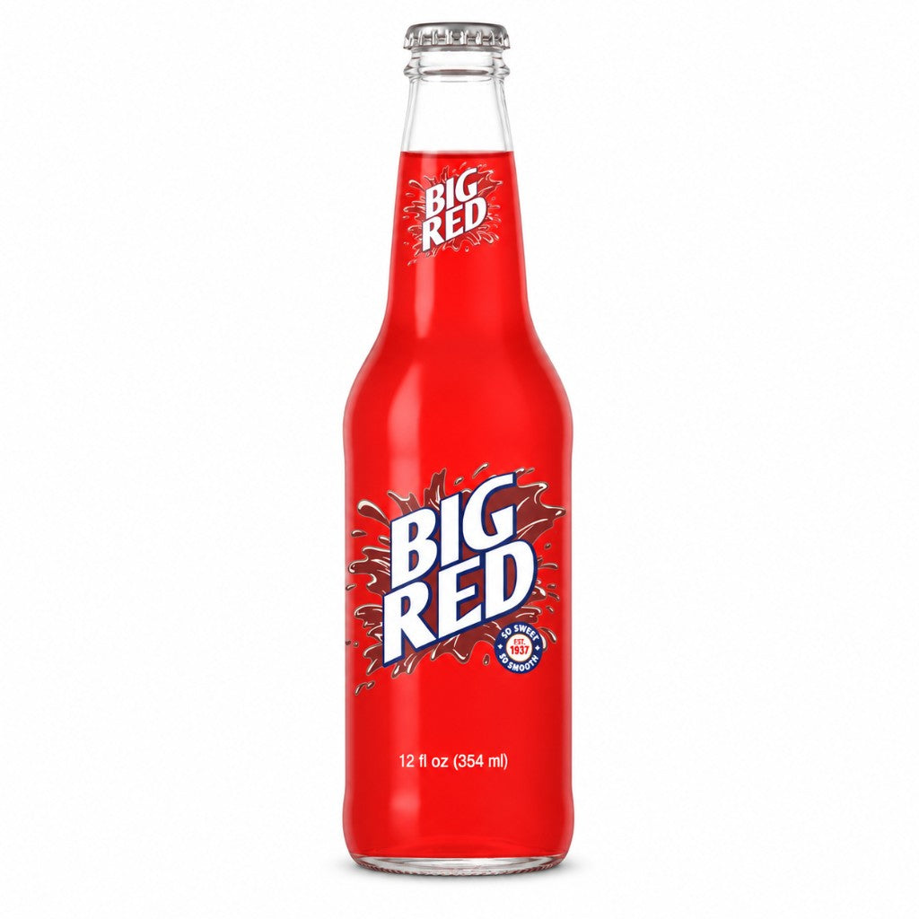 Big Red soda glass bottle