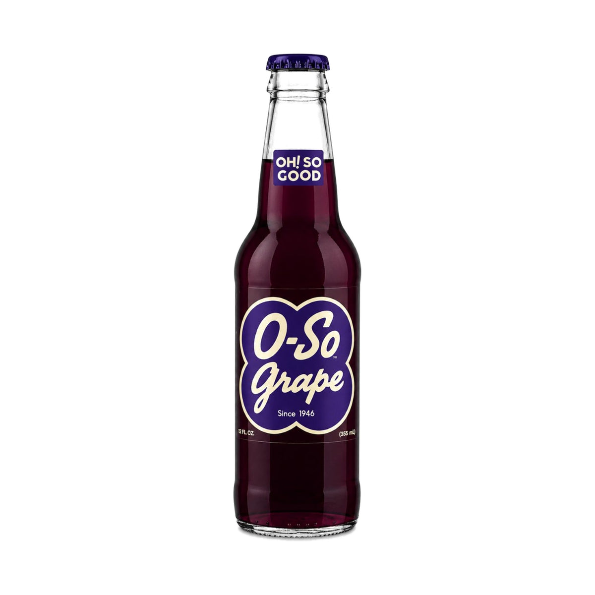 O-SO Grape Soda bottle