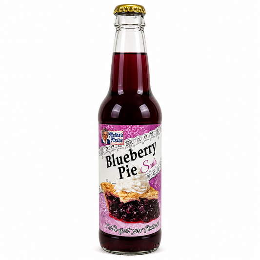 Melba's Fixins Blueberry Pie Soda bottle