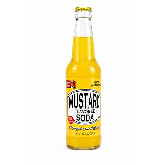 Lester's Fixins Mustard Soda bottle