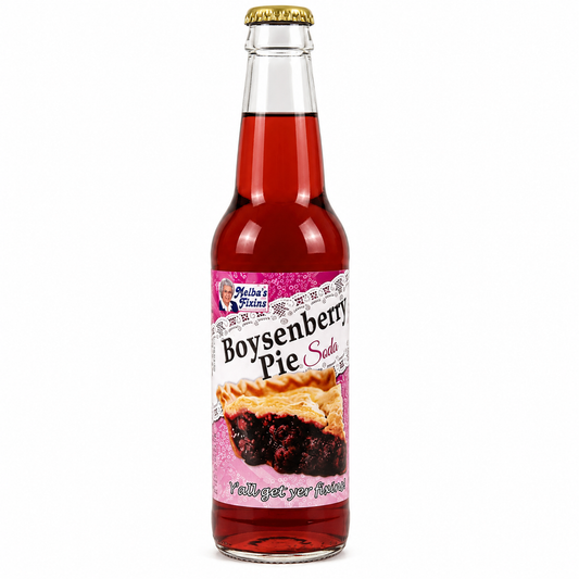 Melba's Fixins Boysenberry Pie Soda bottle