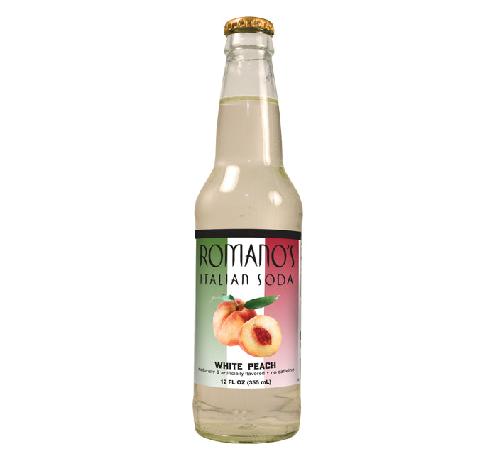 Orca Beverage Romanos Italian Soda - White Peach bottle