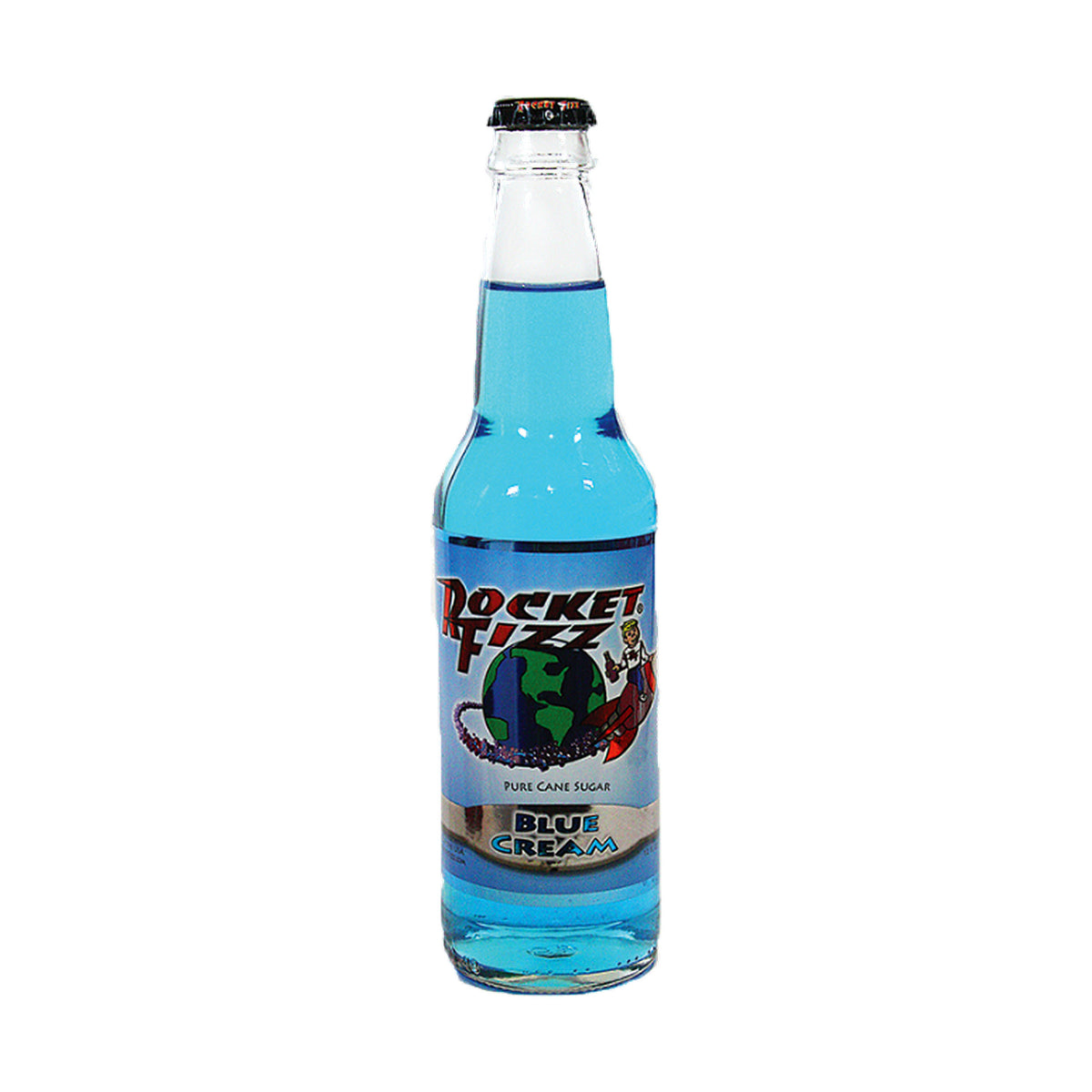 Rocket Fizz Blue Cream Soda bottle